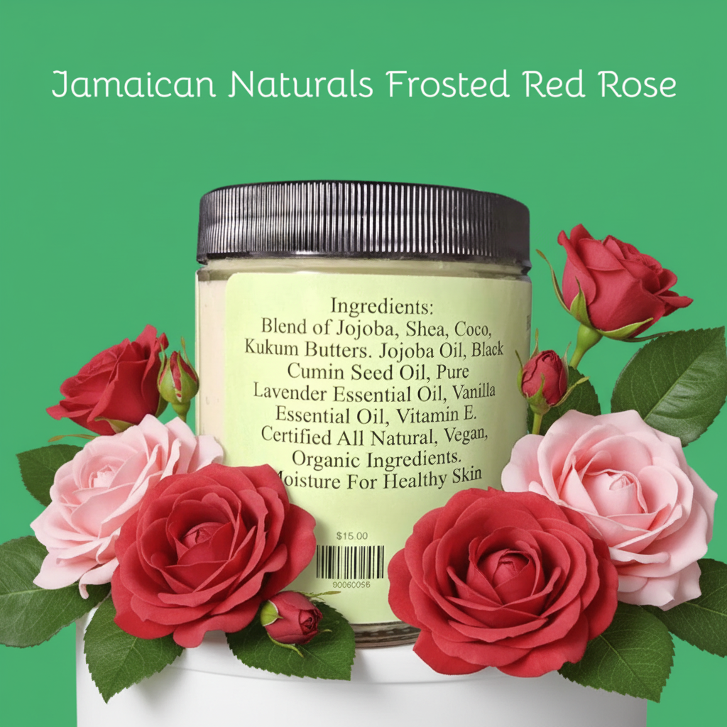 Frosted Red Rose Body Butter for Luxurious Hydration - Jamaican Naturals
