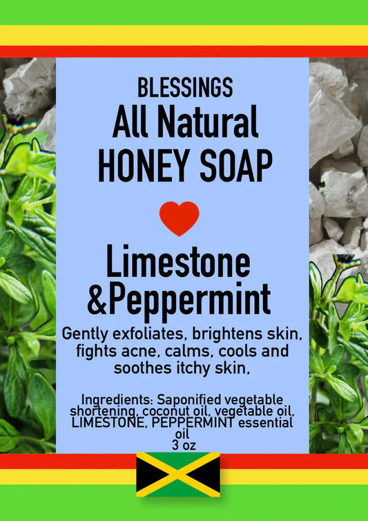 All Natural Skincare Blessings Honey Soap Limestone & Peppermint - Jamaican Naturals