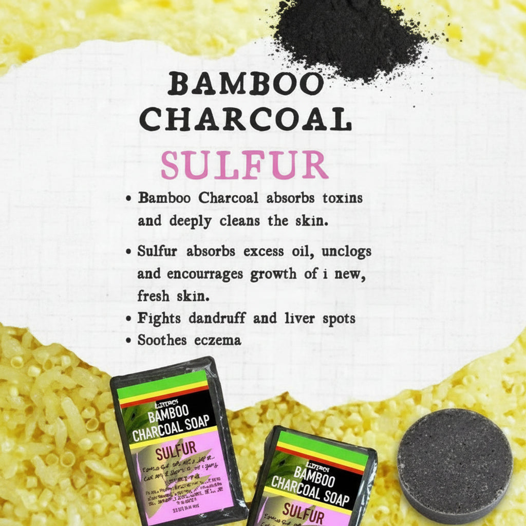 All Natural Skincare Blessings Bamboo Charcoal Soap Sulfur - Jamaican Naturals