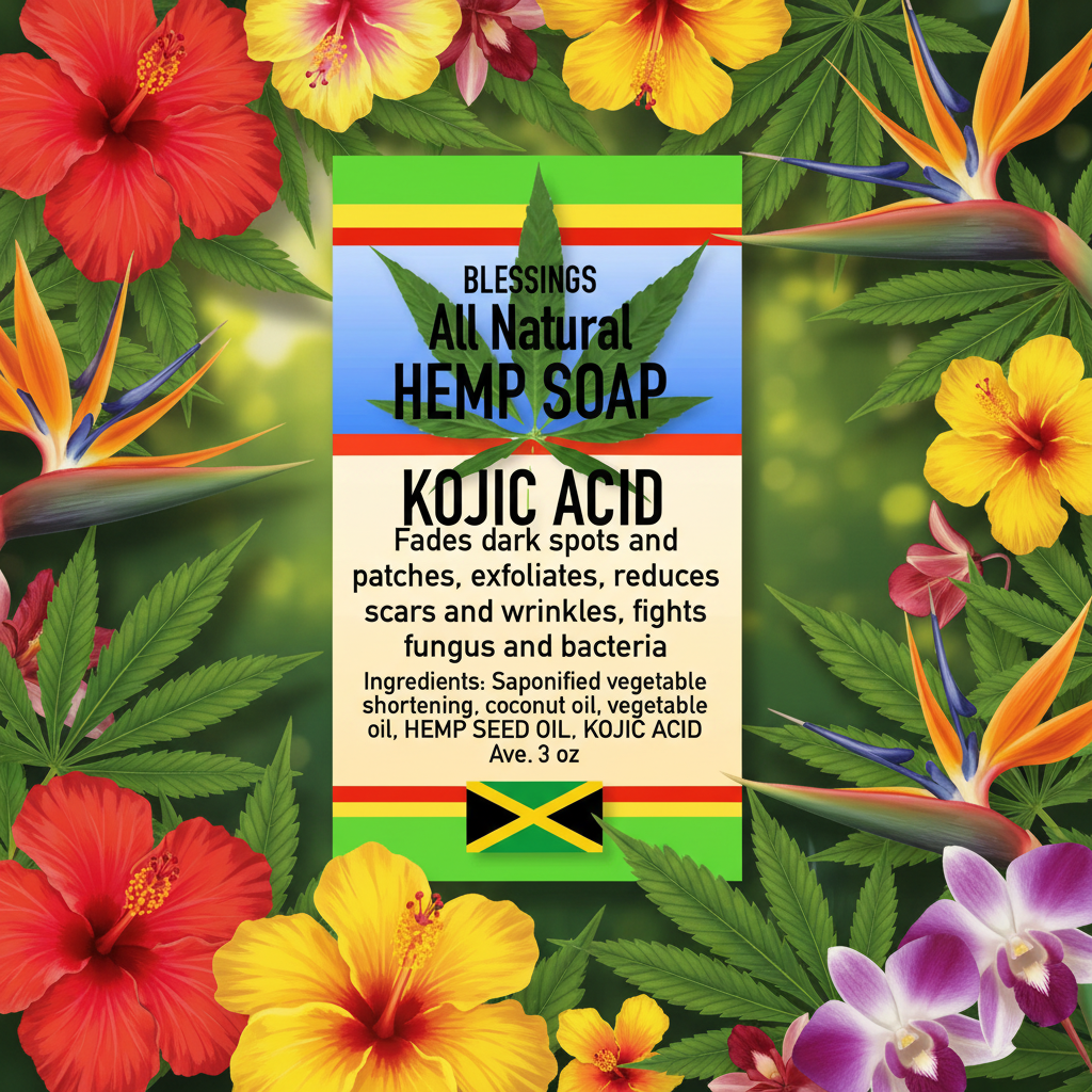 All Natural Skincare Blessings Hemp Soap Kojic Acid - Jamaican Naturals