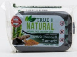 TRUE AND NATURAL JAMAICAN BAMBOO CHARCOAL & TURMERIC FACE & BODY BAR