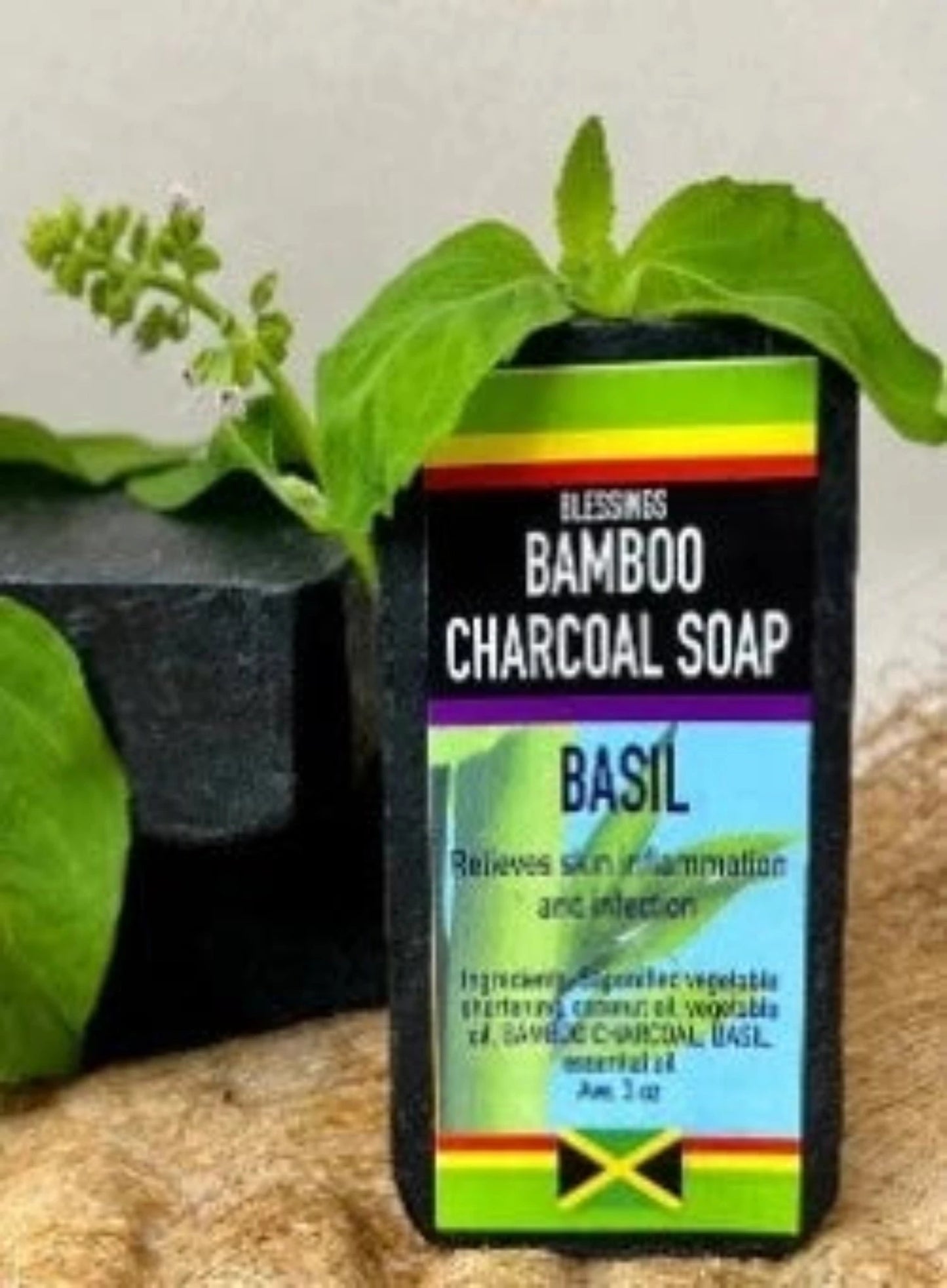 BLESSINGS ALL NATURAL BAMBOO CHARCOAL BASIL FACE & BODY BAR
