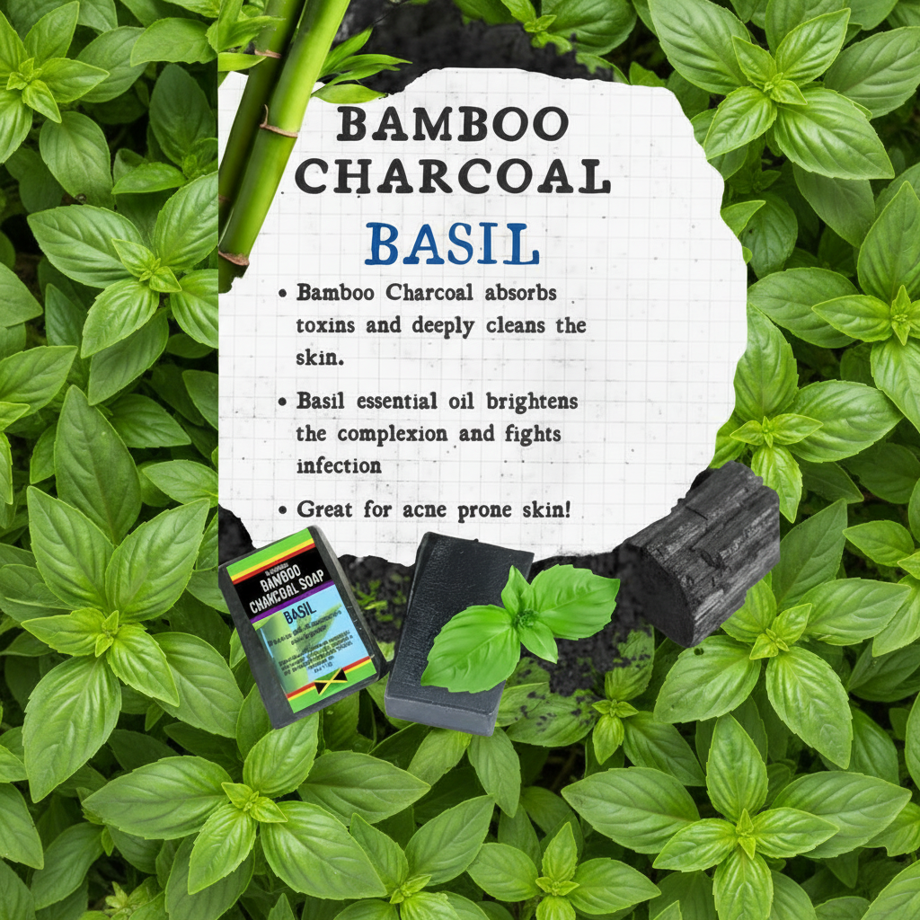 All Natural Bamboo Charcoal Soap Basil