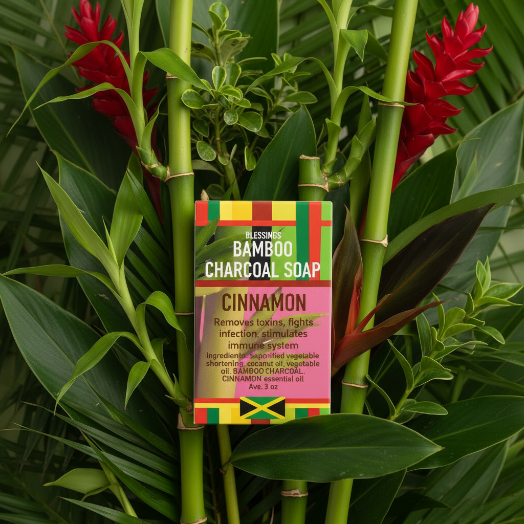 All Natural Skincare Blessings Bamboo Charcoal Soap Cinnamon - Jamaican Naturals