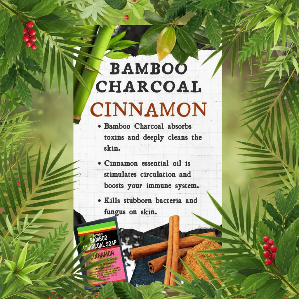 All Natural Skincare Blessings Bamboo Charcoal Soap Cinnamon - Jamaican Naturals