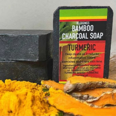 All Natural Skincare Blessings Bamboo Charcoal Soap Turmeric - Jamaican Naturals