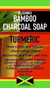 All Natural Skincare Blessings Bamboo Charcoal Soap Turmeric - Jamaican Naturals