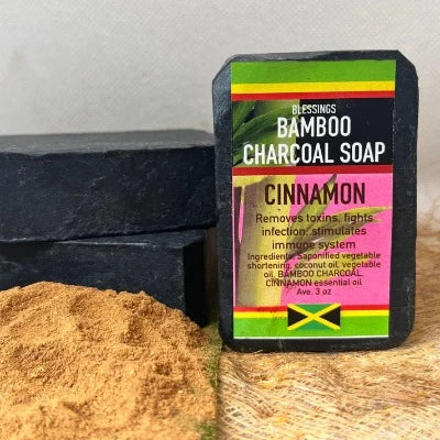 BLESSINGS ALL NATURAL BAMBOO CHARCOAL CINNAMON FACE & BODY BAR