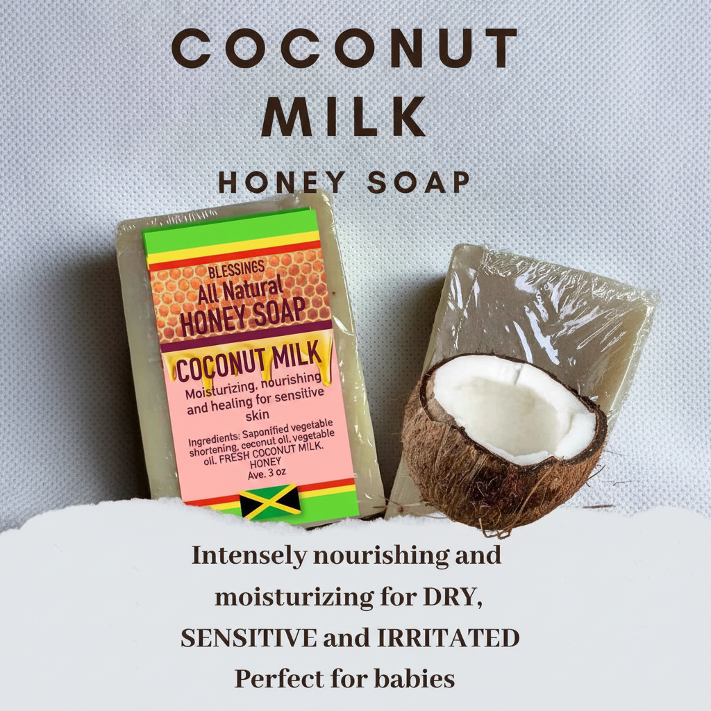 All Natural Skincare By Blessings Honey Soap Coconut Milk - Jamaican Naturals