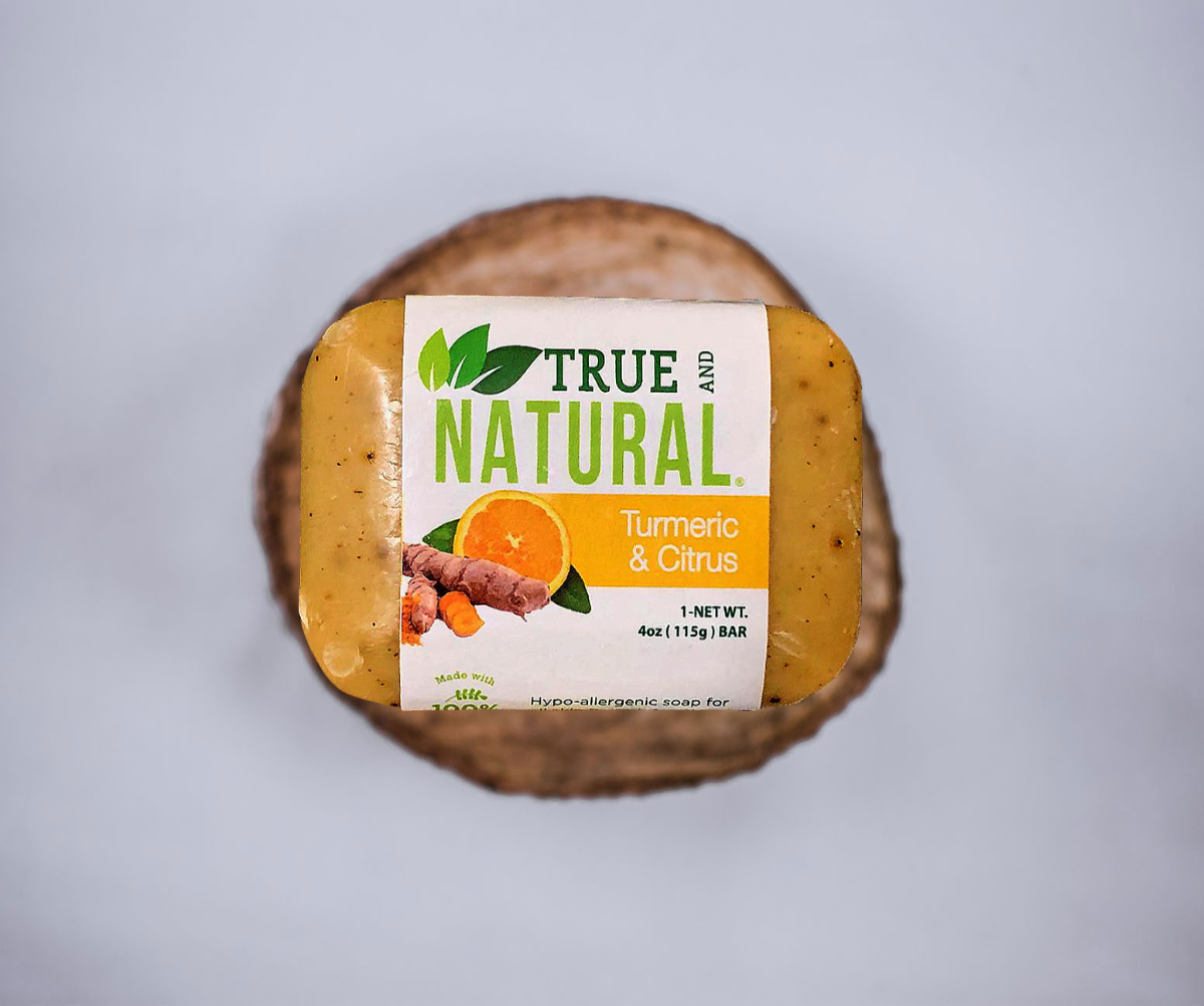 TRUE AND NATURAL TURMERIC & CITRUS FACE & BODY BAR