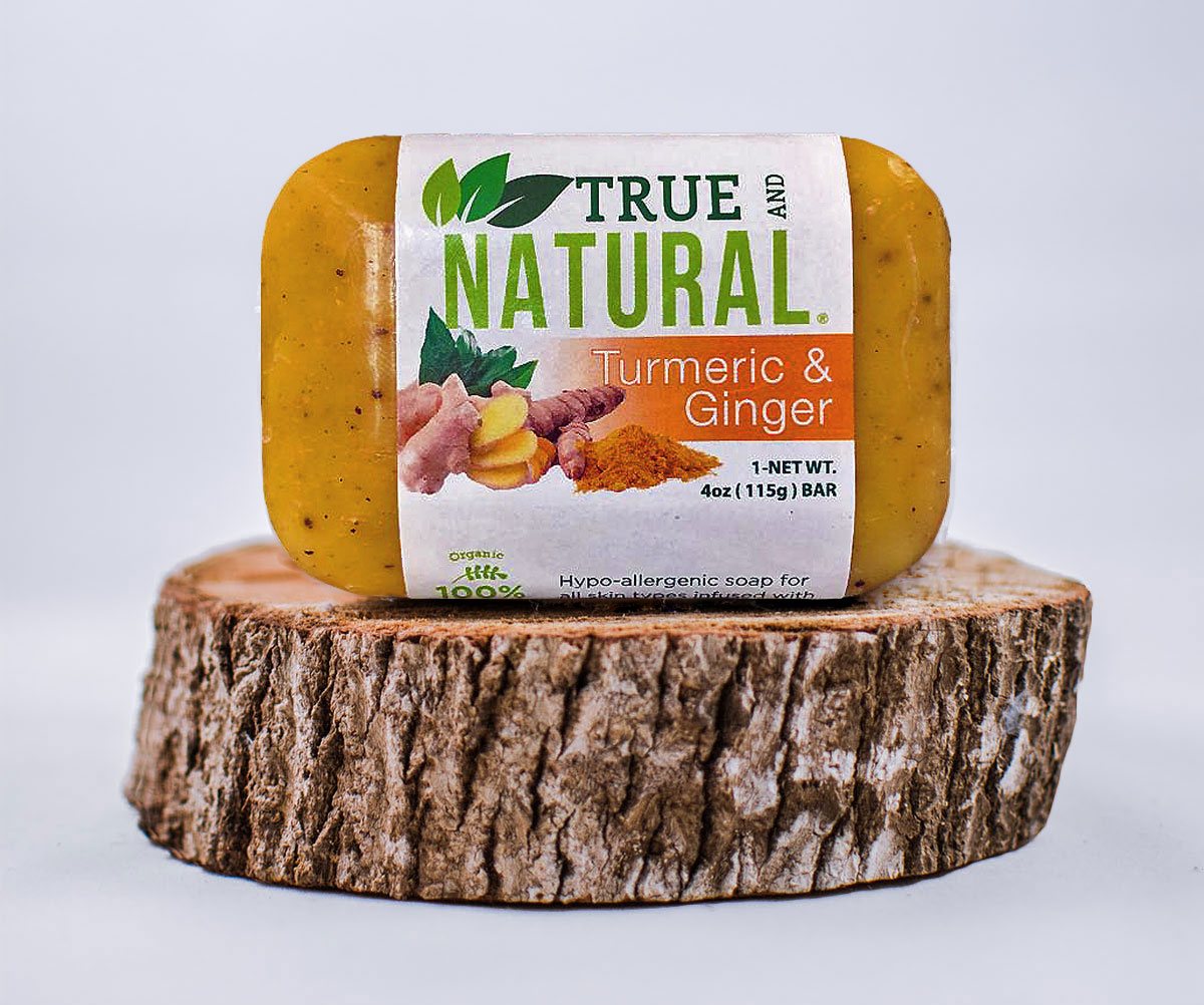 TRUE AND NATURAL TURMERIC & GINGER FACE & BODY BAR
