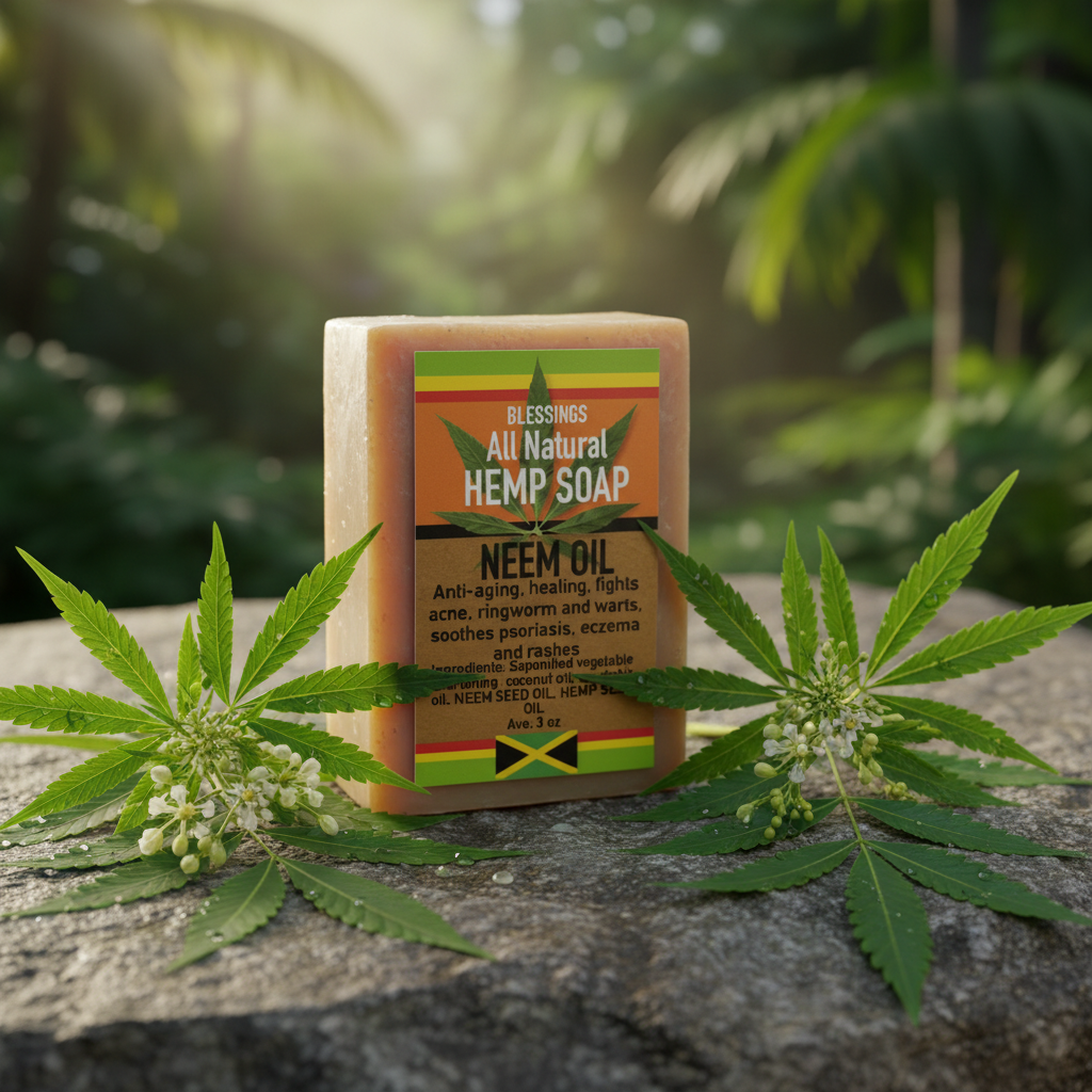All Natural Skincare Blessings Hemp Soap Neem Oil - Jamaican Naturals