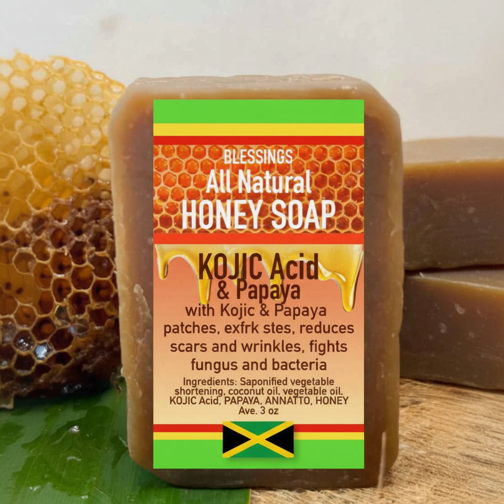 All Natural Skincare Blessings Honey Soap Kojic Acid Papaya