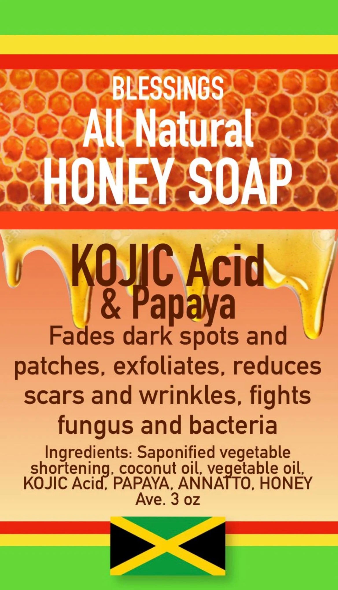 BLESSINGS ALL NATURAL HONEY KOJIC ACID PAPAYA FACE & BODY BAR