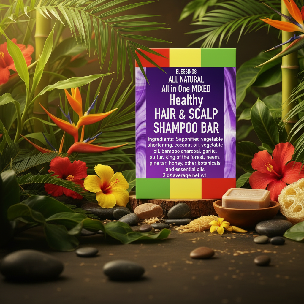 All Natural Skincare Blessings All In One Mixed Healthy Hair & Scalp Shampoo Bar - Jamaican Naturals