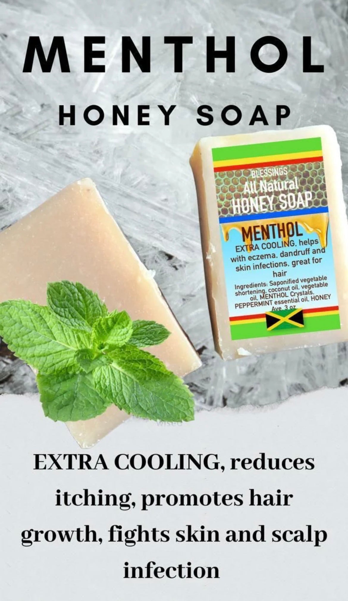 BLESSINGS ALL NATURAL HONEY MENTHOL FACE & BODY BAR