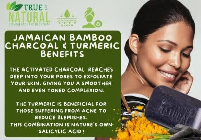 TRUE AND NATURAL JAMAICAN BAMBOO CHARCOAL & TURMERIC FACE & BODY BAR