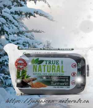 All Natural Skincare By True And Natural Bamboo Charcoal & Turmeric Soap