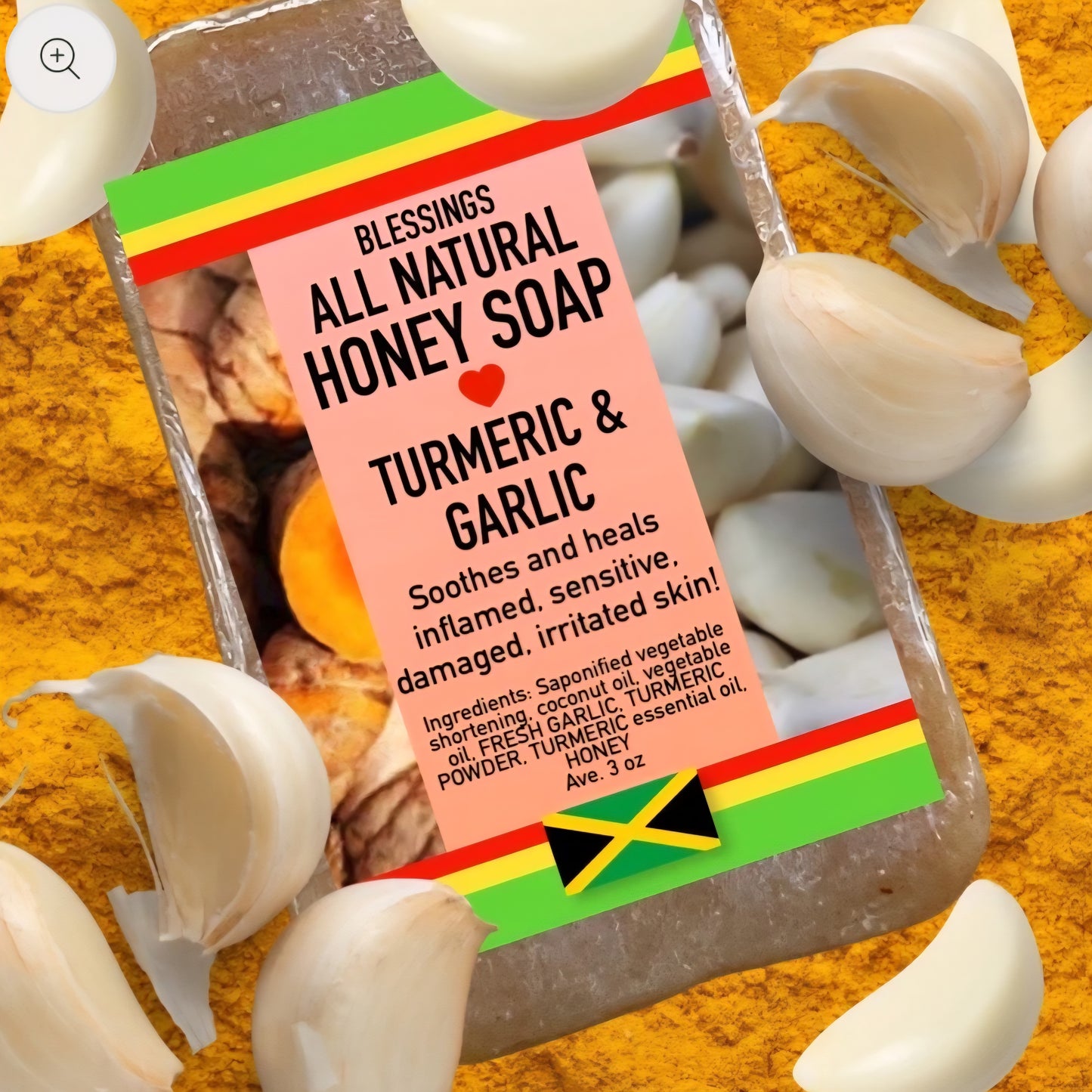 BLESSINGS ALL NATURAL HONEY TURMERIC AND GARLIC FACE & BODY SOAP
