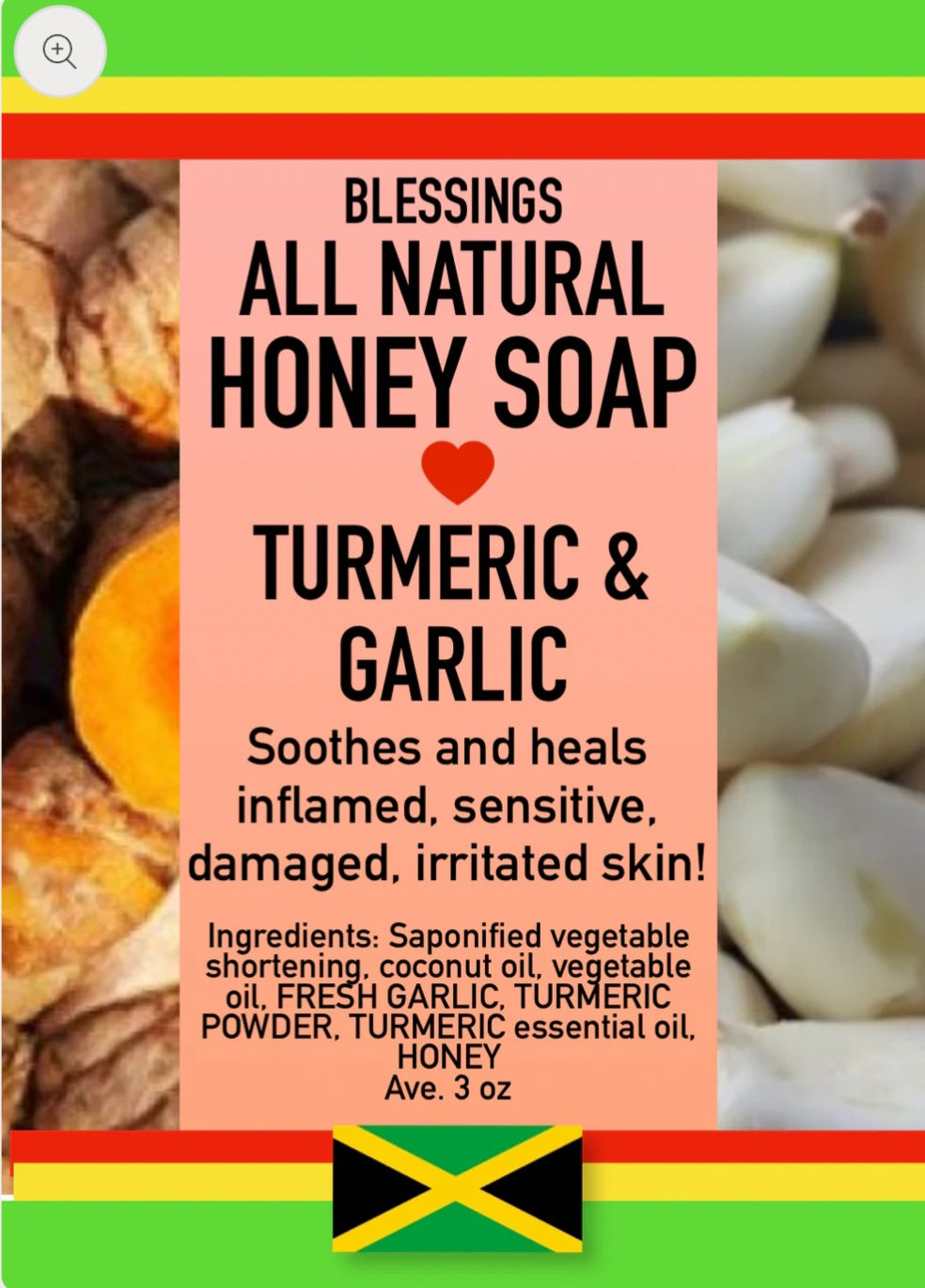 BLESSINGS ALL NATURAL HONEY TURMERIC AND GARLIC FACE & BODY SOAP