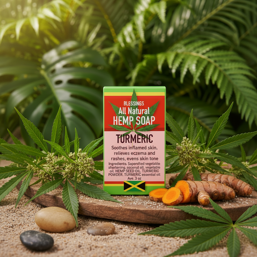 All Natural Skincare Blessings Hemp Soap with Turmeric for Radiant Skin - Jamaican Naturals