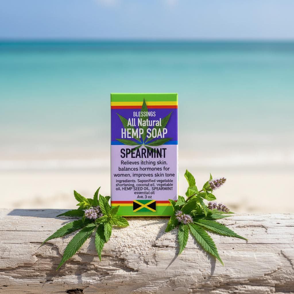 All Natural Skincare Blessing Hemp Soap Spearmint - Jamaican Naturals