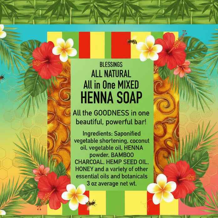 All Natural Skincare Blessings All In One Mixed Henna Soap - Jamaican Naturals