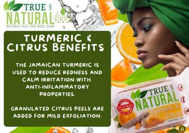 All Natural Skincare By True and Natural Soap Turmeric & Citrus - Jamaican Naturals
