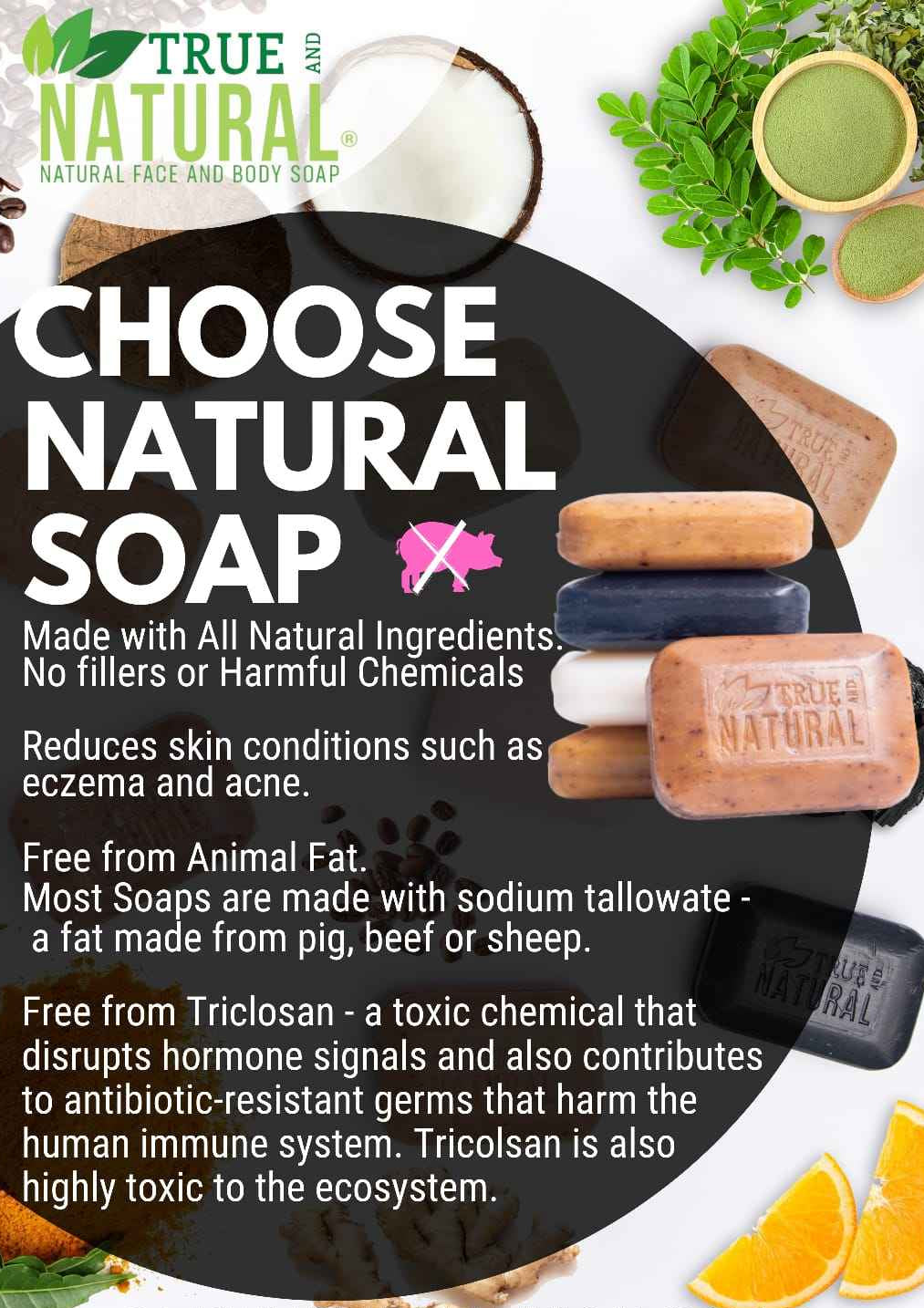 All Natural Skincare By True and Natural Coconut Shell Charcoal - Jamaican Naturals - Product Description