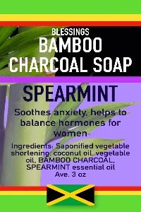 BLESSINGS ALL NATURAL BAMBOO CHARCOAL ROYAL SPEARMINT FACE & BODY BAR