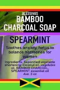 All Natural Skincare Blessings Bamboo Charcoal Soap Spearmint - Jamaican Naturals