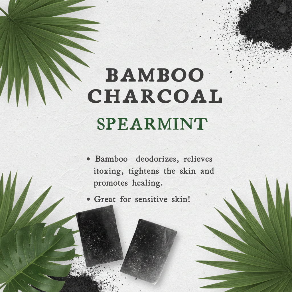 All Natural Skincare Blessings Bamboo Charcoal Soap Spearmint - Jamaican Naturals