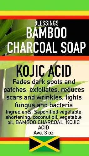 All Natural Skincare Blessings Bamboo Charcoal Soap Kojic Acid - Jamaican Naturals