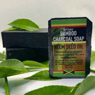 All Natural Skincare Blessings Bamboo Charcoal Soap Neem Seed Oil - Jamaican Naturals