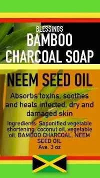All Natural Skincare Blessings Bamboo Charcoal Soap Neem Seed Oil - Jamaican Naturals