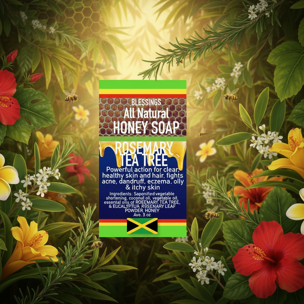 All Natural Skincare Blessings Honey Soap with Rosemary and Tea Tree - Jamaican Naturals