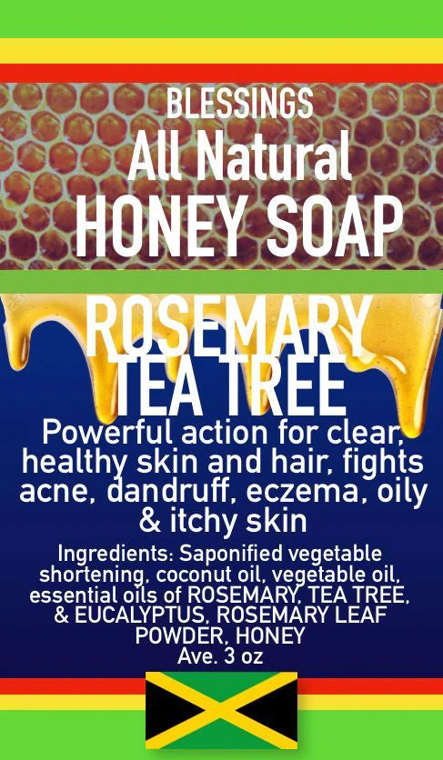 BLESSINGS ALL NATURAL HONEY ROSEMARY TEA TREE FACE & BODY BAR