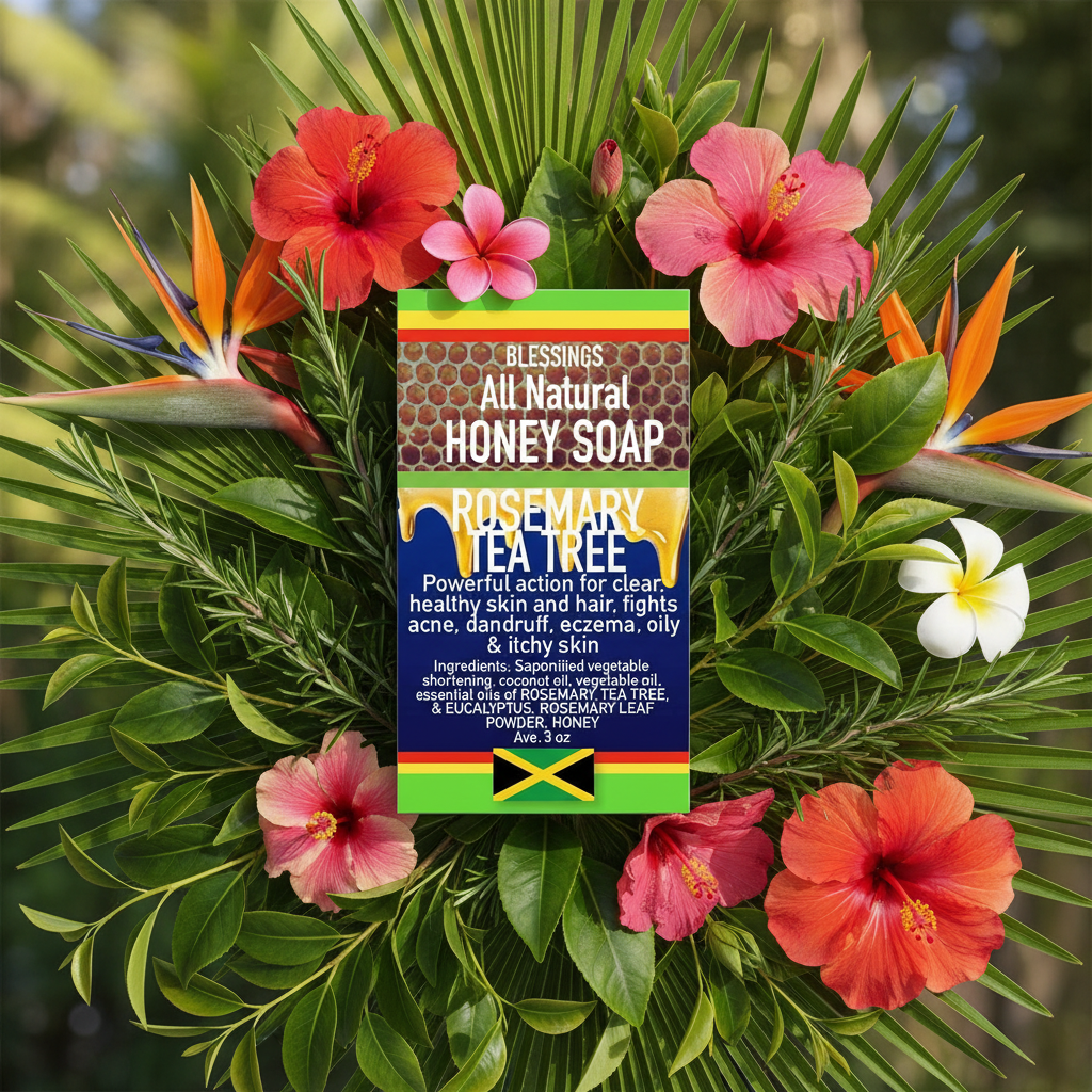 All Natural Skincare Blessings Honey Soap with Rosemary and Tea Tree - Jamaican Naturals
