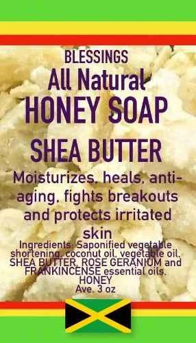 All Natural Skincare Blessings Honey Soap Shea Butter - Jamaican Naturals - Product Description