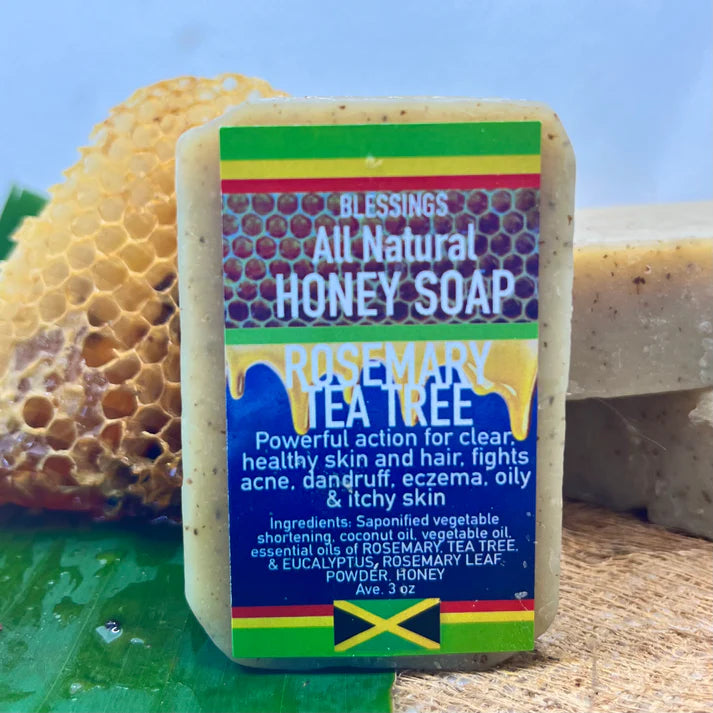 BLESSINGS ALL NATURAL HONEY ROSEMARY TEA TREE FACE & BODY BAR