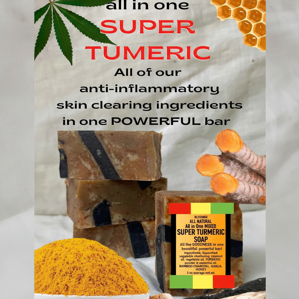 All Natural Skincare Blessings All In One Mixed Super Turmeric Soap - Jamaican Naturals
