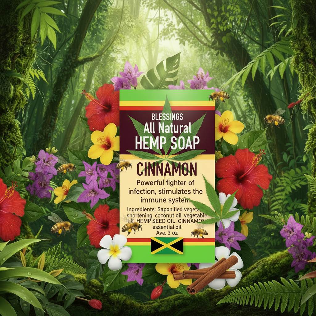 All Natural Skincare Blessings Hemp Soap with Cinnamon - Jamaican Naturals