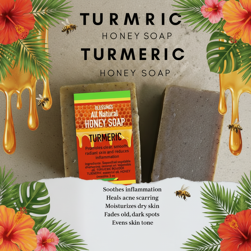 All Natural Skincare Blessings Honey Soap Turmeric - Jamaican Naturals