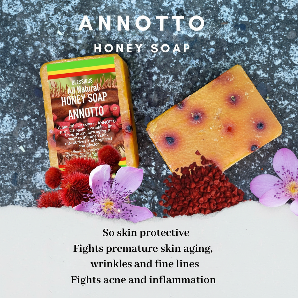 All Natural Skincare Blessings Honey Soap Annatto - Jamaican Naturals