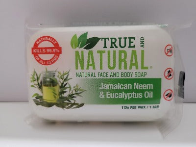 TRUE AND NATURAL JAMAICAN NEEM & EUCALYPTUS OIL FACE & BODY BAR