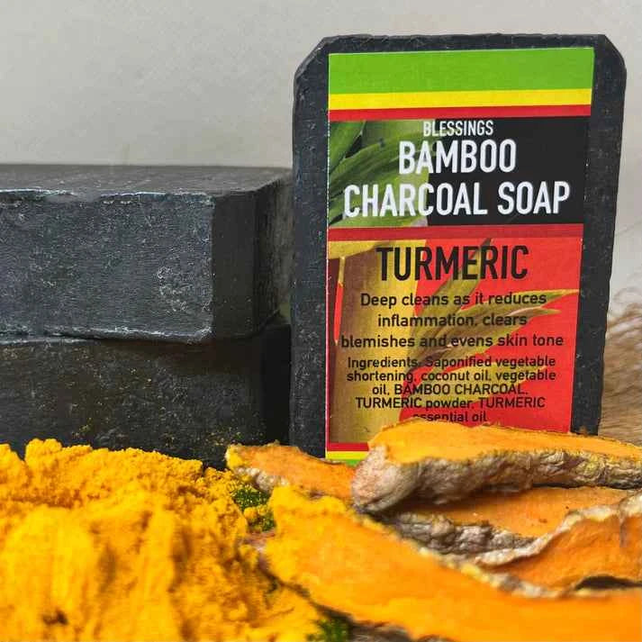 All Natural Skincare Blessings Bamboo Charcoal Soap Turmeric - Jamaican Naturals
