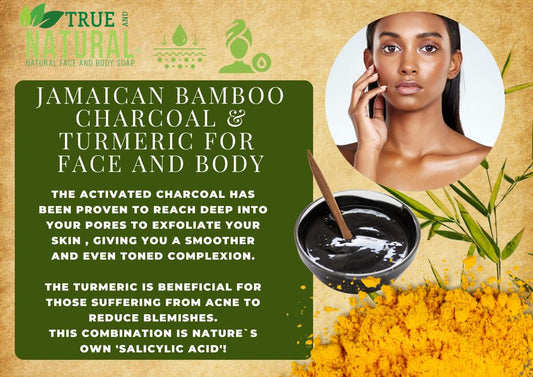 TRUE & NATURAL BUNDLE - EUCALYPTUS AND NEEM: BAMBOO CHARCOAL AND TURMERIC FACE & BODY SOAPS