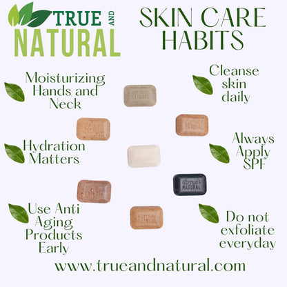TRUE & NATURAL BUNDLE - EUCALYPTUS AND NEEM: BAMBOO CHARCOAL AND TURMERIC FACE & BODY SOAPS