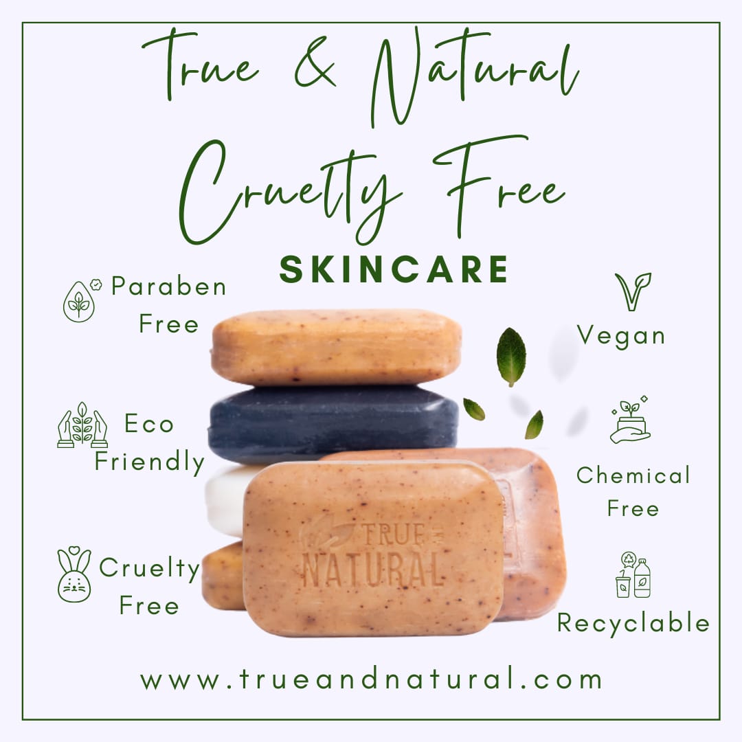 TRUE & NATURAL BUNDLE - EUCALYPTUS AND NEEM: BAMBOO CHARCOAL AND TURMERIC FACE & BODY SOAPS