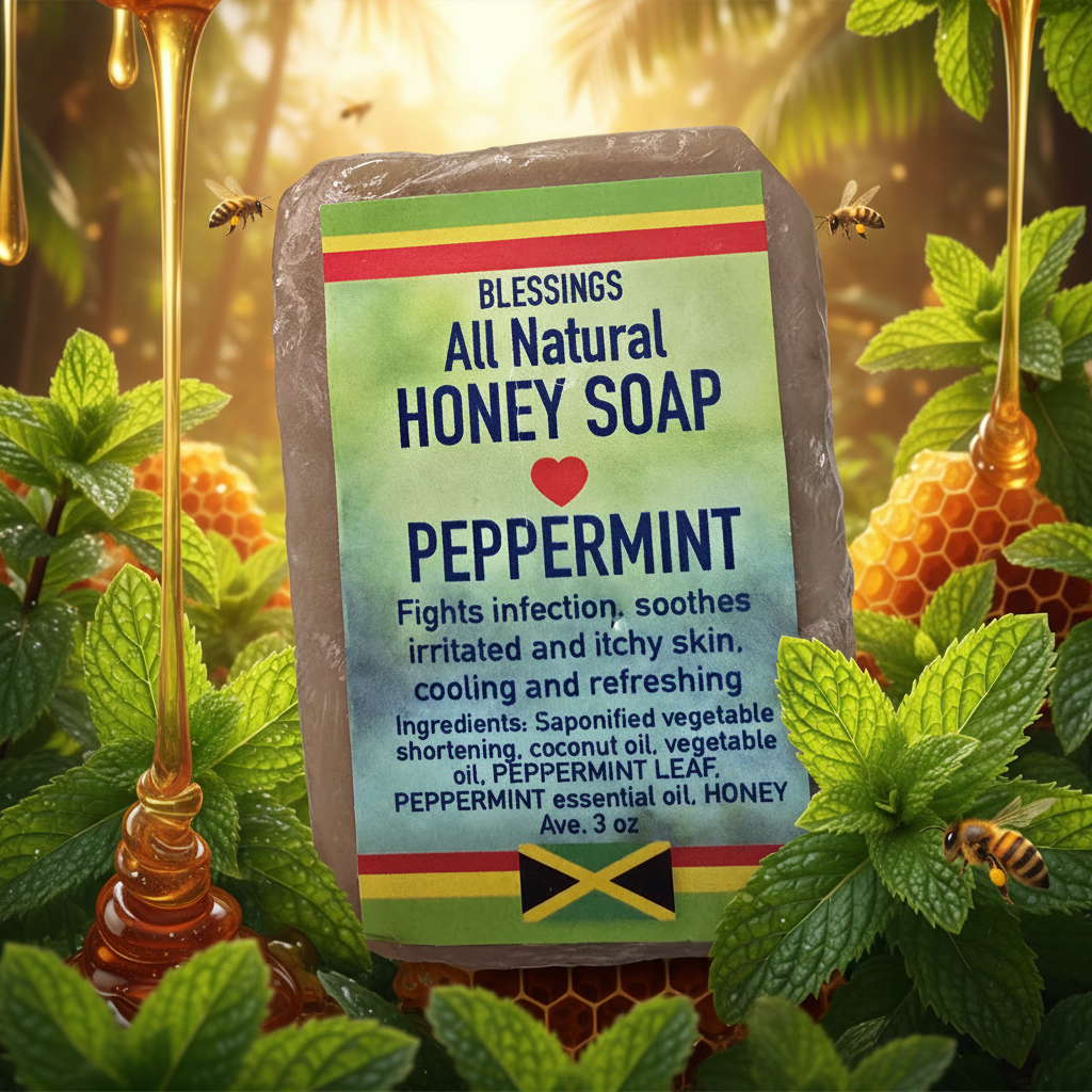 All Natural Skincare Blessings Honey Soap Peppermint - Jamaican Naturals